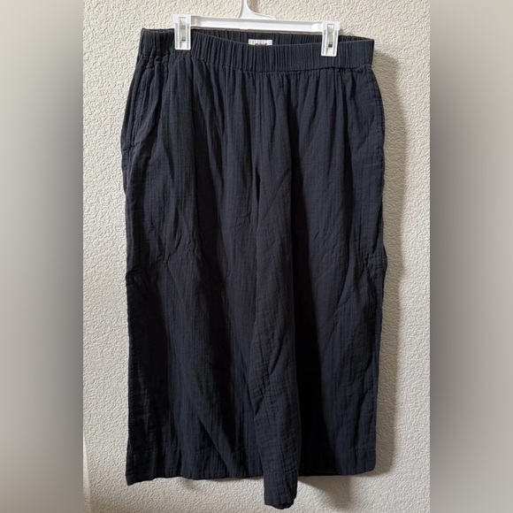 Pact Pants - Pact Organic Size XL Washed Charcoal Coastal Cotton Gauze Crop Wide Leg Pant